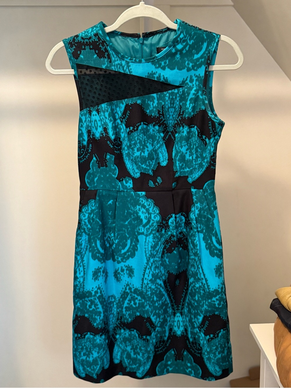 Nanette Lepore Teal and Black Sleeveless Mini Dress